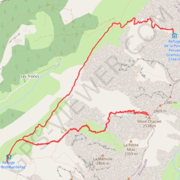 Mont Charvet depuis le refuge de Gramousset puis retour sur les Confins GPS track, route, trail
