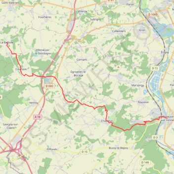 Du Lunain de Villeneuve-sur-Yonne à la Belliole GPS track, route, trail