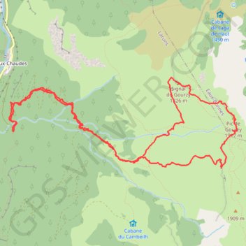 Signal et pic du Gourzy depuis les Eaux Chaudes GPS track, route, trail