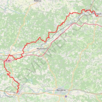 Périgueux - Sainte-Foy-la-Grande GPS track, route, trail