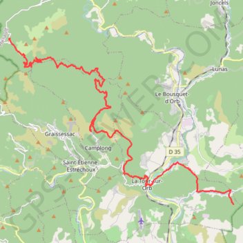 Grande Traversée de l'Hérault - itinéraire Nord - de Montbarri à Servies GPS track, route, trail