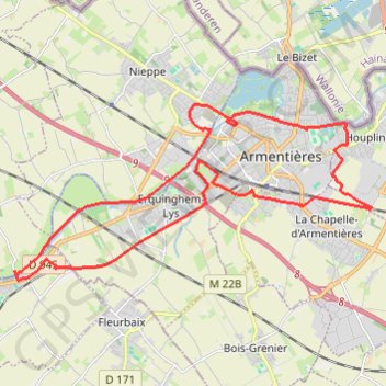 Circuit entre Lys et Voie verte - Armentières GPS track, route, trail