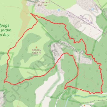 Tour du Rancou dans le Vercors Sud GPS track, route, trail