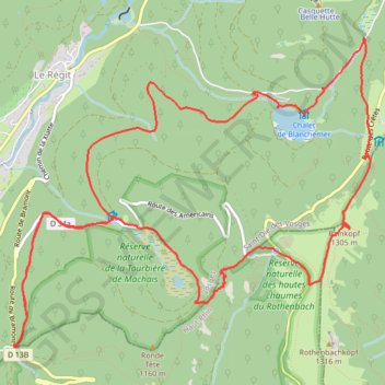 Le Rainkopf par le lac de Blanchemer en raquettes GPS track, route, trail