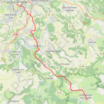 GR70 Etape 1 Le puy Monastier 19 km GPS track, route, trail