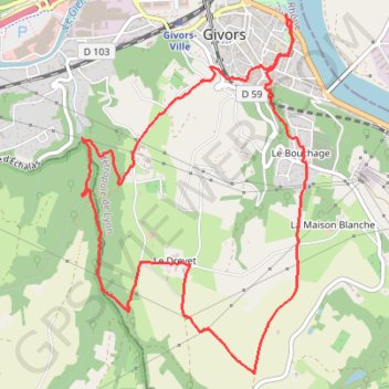 Givors (69) GPS track, route, trail