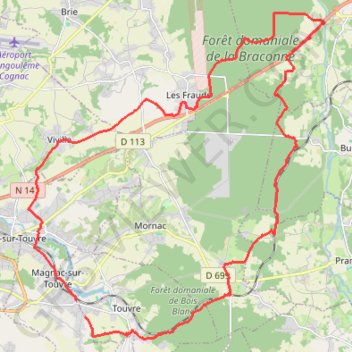 Magnac sur Touvre 35 kms GPS track, route, trail