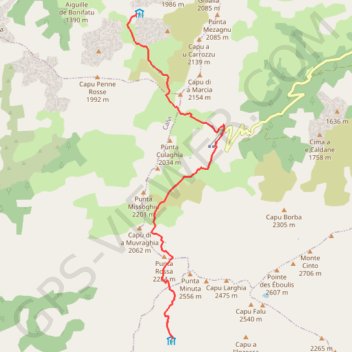 GR 20 du refuge de Carrozzu au refuge de Tighjettu GPS track, route, trail