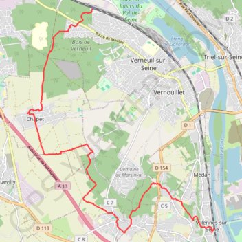 De Villennes sur Seine aux Clairiéres de Verneuil GPS track, route, trail