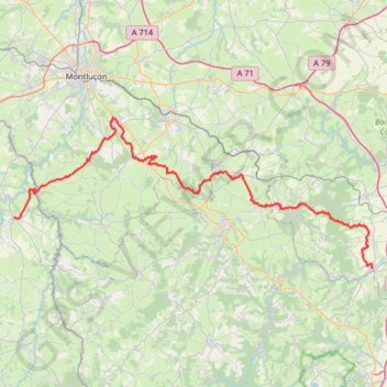 GR463 De Evaux-les-Bains (Creuse) à Ebreuil (Allier) GPS track, route, trail