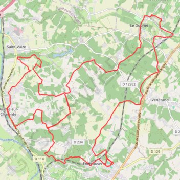 Fontcouverte vers Bussac-St Vaize le Douhet 38 kms GPS track, route, trail