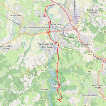 Itinéraire de 650 Rte de Boulain, 42230 Saint-Étienne, France à 1426 Chem. des Chambons, 42340 Veauchette, France GPS track, route, trail