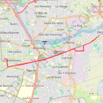 Villeurbanne Décines GPS track, route, trail