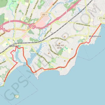 East Coast Greenway from Milford to West Haven GPS track, route, trail
