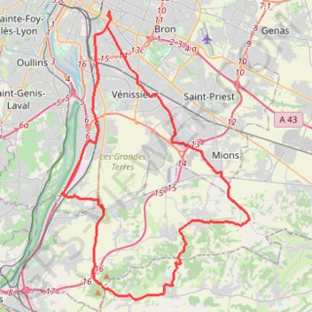 Lyon Sud Court GPS track, route, trail