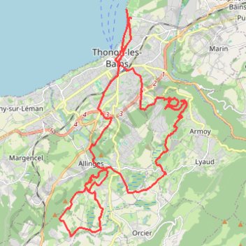 Thonon GPS track, route, trail