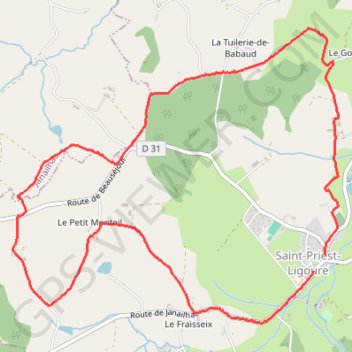 Boucle de Saint-Priest-Ligoure GPS track, route, trail