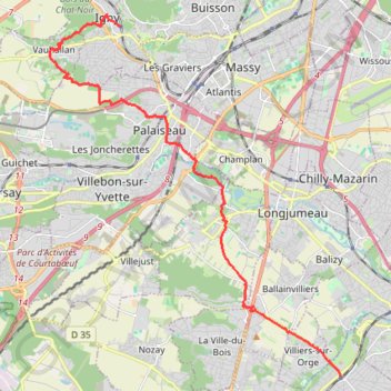 Marche de Igny (Gare) à Saint Geneviève des Bois GPS track, route, trail