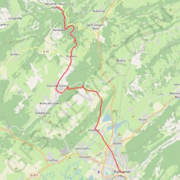 De Mouthier à Pontarlier GPS track, route, trail