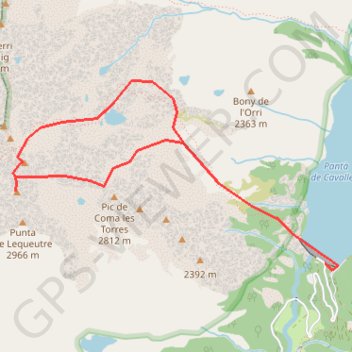 Comaloforno et punta Passet depuis le barrage de Cavallers GPS track, route, trail