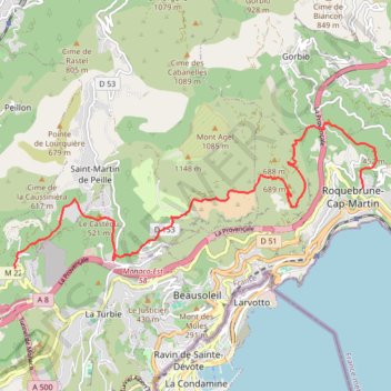 Roquebrune cap Martin GPS track, route, trail