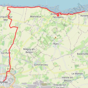 GR223 Bayeux - Asnelles GPS track, route, trail