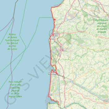 GR120 Randonnée de Wissant à Le Pas d'Authie (Pas-de-Calais) GPS track, route, trail