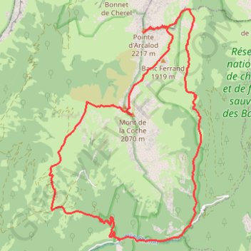 Boucle Arcalod-Mont de la Coche depuis Bellevaux GPS track, route, trail