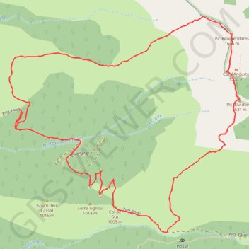 Pics d'Andurte et Roumendarès en circuit depuis Garbaste GPS track, route, trail