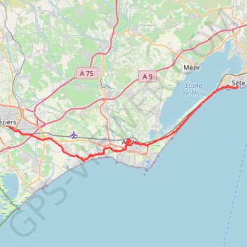 Canal du Midi : Sète - Béziers GPS track, route, trail