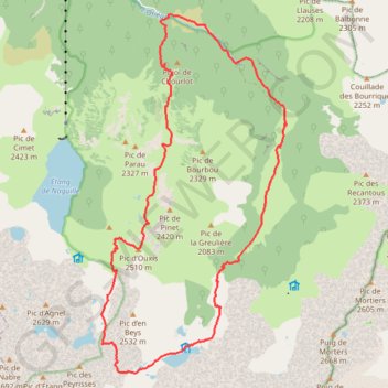 Pic d'Ouxis en boucle GPS track, route, trail