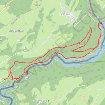 Gorges du Doubs depuis le Saut du Doubs GPS track, route, trail