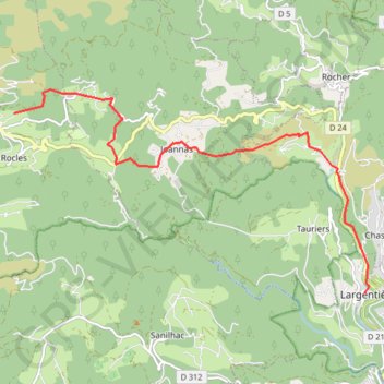 Ardèche Tour du Tanargue - Rocles Le Jal - Largentiere GPS track, route, trail