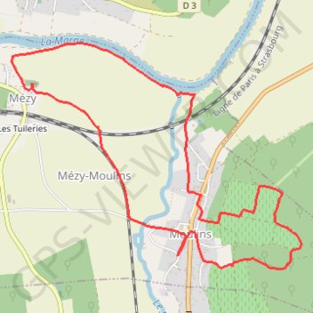 Rando Moulins à Mézy GPS track, route, trail