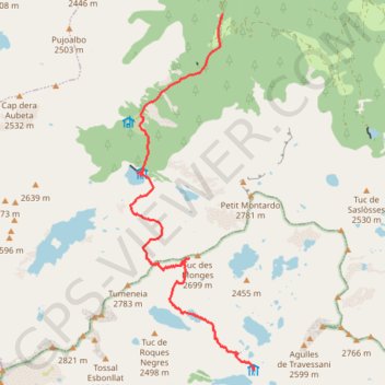 Encantats (Pyrénées Catalanes, du refuge de Ventosa et Calvell au pont de Resec) GPS track, route, trail