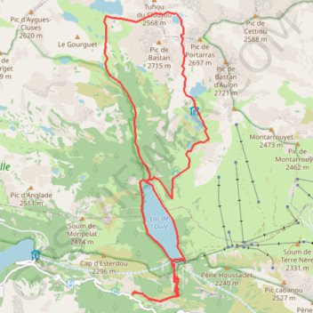 Lac de L'oule - Pic de Bastan GPS track, route, trail