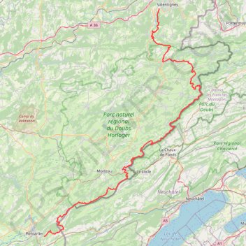 GTJ entre Mandeure et Pontarlier GPS track, route, trail