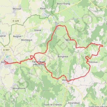 VTT en Toscane d'Auvergne : Trézioux GPS track, route, trail