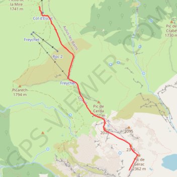 Randonnée vers le Pic de Séron GPS track, route, trail