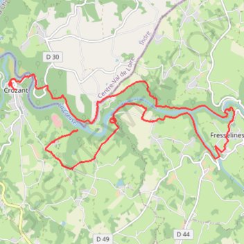 Entrainement Trail Crozant-Fresselines 18,5km 600m D+ GPS track, route, trail