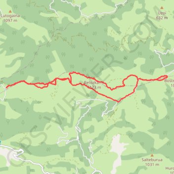 Beloscare Bostmendi depuis le col d'Ugatzé GPS track, route, trail