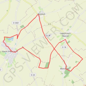 Le sentier de l'Hirondelle (Vaulx-Vraucourt) GPS track, route, trail