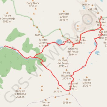 Pessó, Mussoles, Morrano, Reguera, Castell de Rus depuis Taüll GPS track, route, trail
