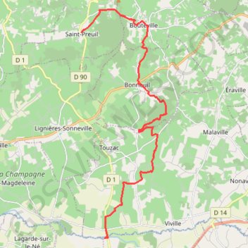 T23.1-Saint-Preuil à La Roche GPS track, route, trail