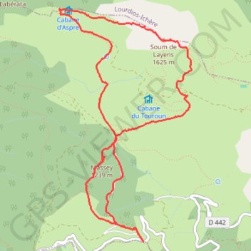 Soum de Layens depuis le Col de Houratate GPS track, route, trail
