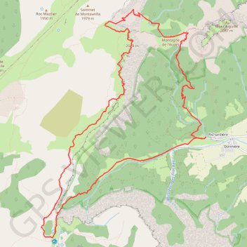 Rochers du Parquet en traversée depuis Richardière GPS track, route, trail