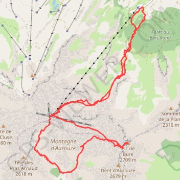 Pic de Bure par les Combes Ratin, Aurouze et Mai (Dévoluy) GPS track, route, trail