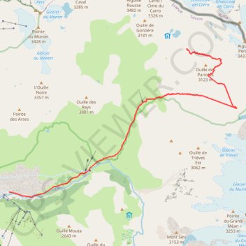 Col des Pariotes - sources de l'Arc GPS track, route, trail