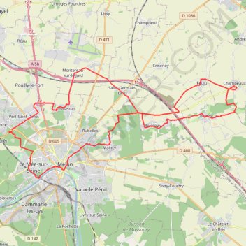 De Melun à Champeaux GPS track, route, trail