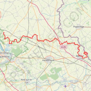 GR 128 De Wulverdinghe à Bailleul (Nord) (2021) GPS track, route, trail